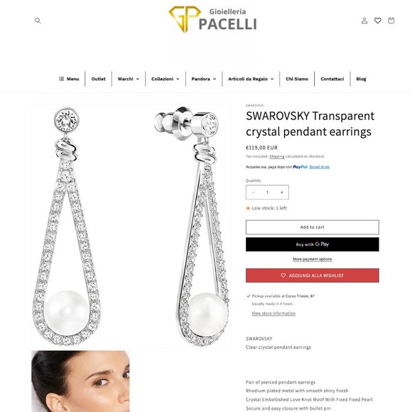 Swarovsky Transparent Crystal Pendant Earrings - Picture 6 of 6
